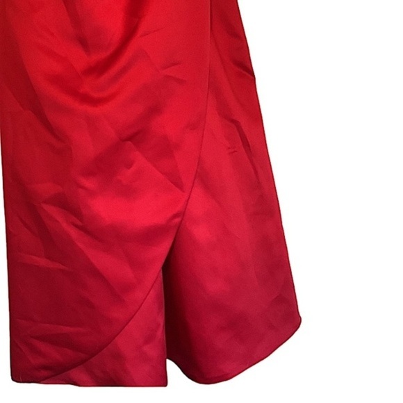 Davids Bridal Spaghetti Strap A Line Gown Red Satin Embroidery & Sequins Size 8 - Picture 4 of 10